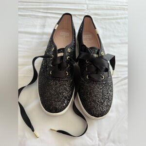 NWOT Kate Spade x Keds Black Glittery Sneakers size 10